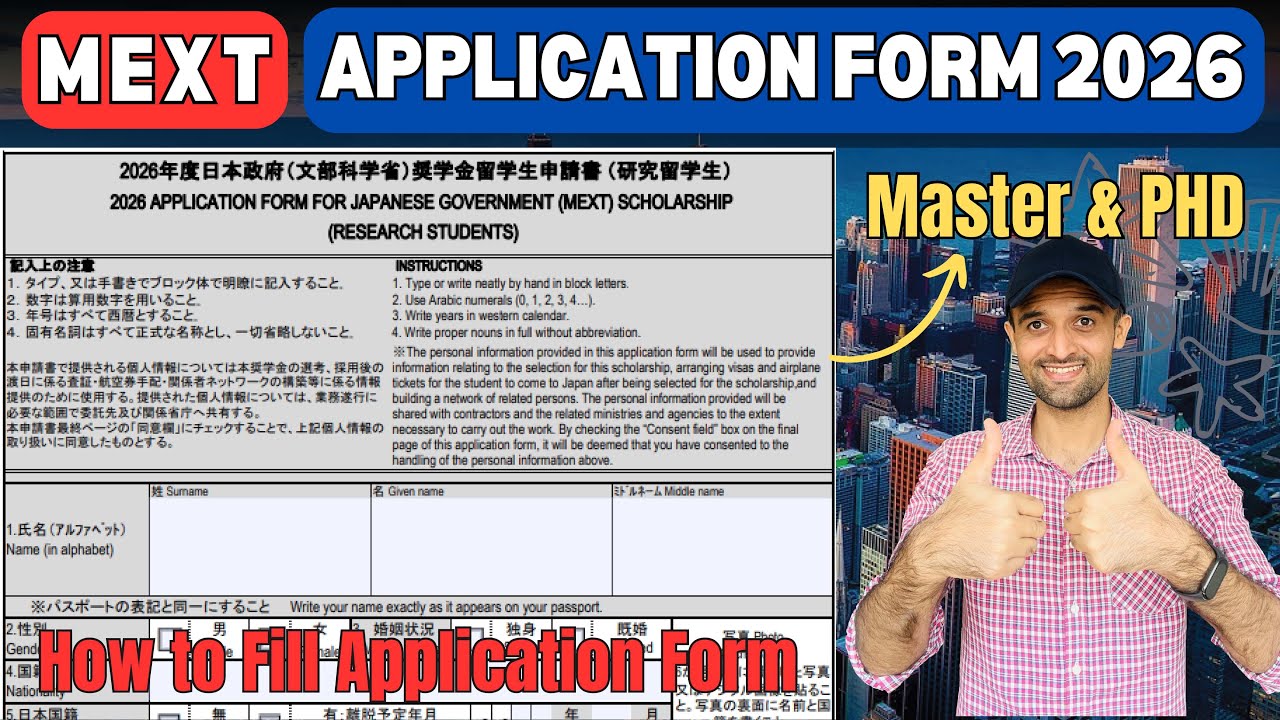 How to Fill Mext Scholarship 2026 Application form for Master and PhD | Step by Step Guide