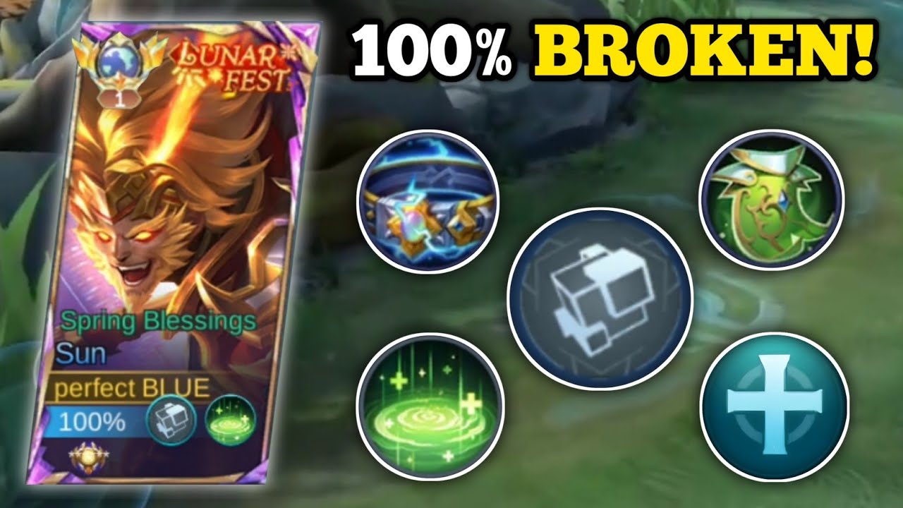 TANK SUN, NO COOLDOWN + REGEN HACK! (100% broken!🙉) SUN BEST BUILD -MLBB