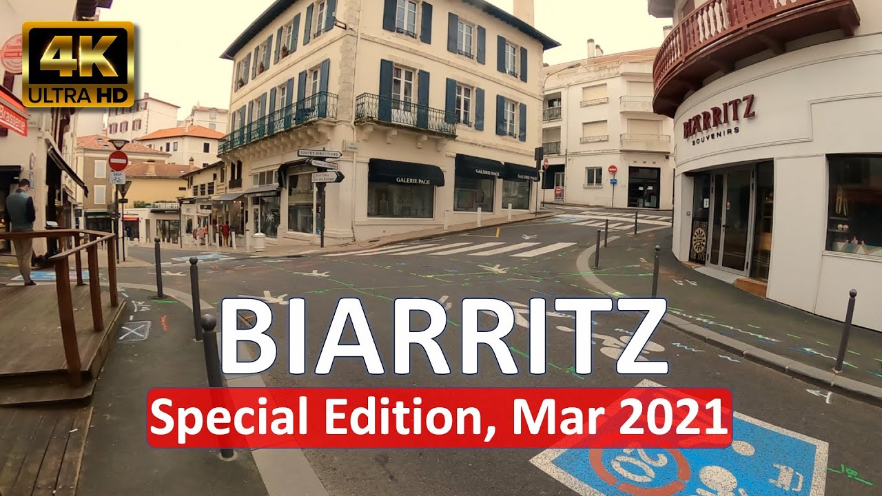 Biarritz, France • 4K Walk City Tour • March 1, 2021 • Virtual Tour