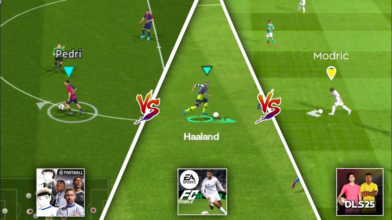 Сравнение игрового процесса DLS 25, eFootball и FC Mobile | Dream League Soccer 2025