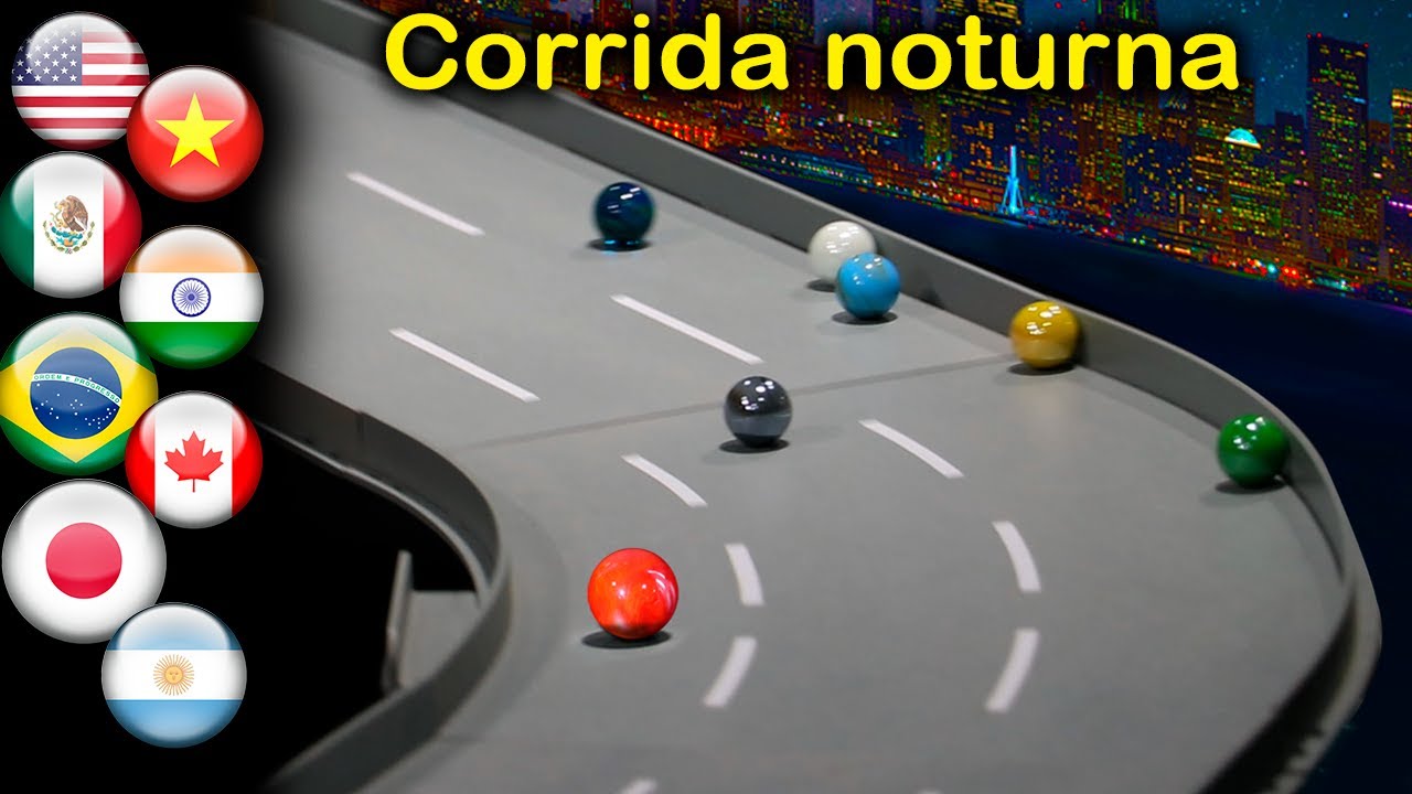 Carrera Nocturna de Canicas con bolas de bandera del país #1