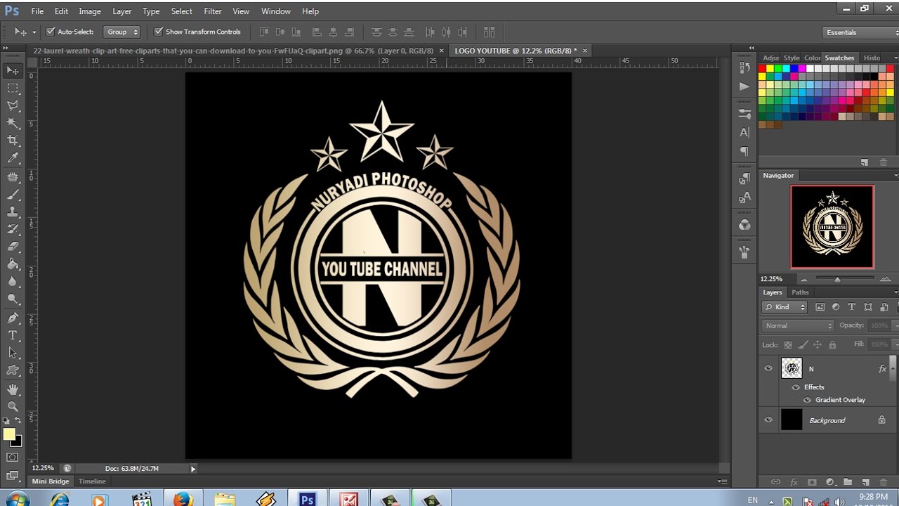 desain logo channel youtube dengan photoshop