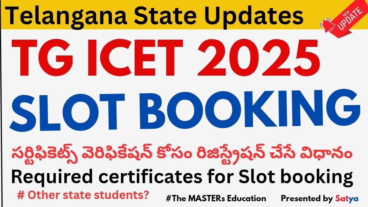 TELANGANA ICET SLOT BOOKING PROCESS REQUIRED CERTIFICATES FOR VERIFICATION MBA MCA COUNSELING 2025