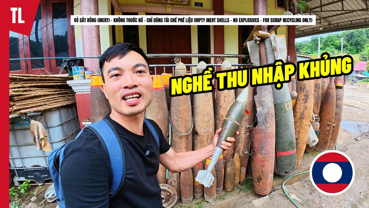 Nghề Kiếm Tiền Khủng Từ Phế Liệu Khổng Lồ Ở Xiêng Khoảng | Phượt Bắc Lào 26
