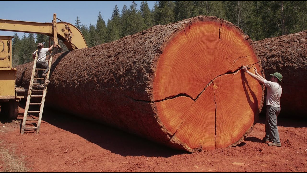 Operating Extra Large Saws: Sawn Wood Beautiful From 1000 Year Old Cheesy Tree, Woodworking Factory