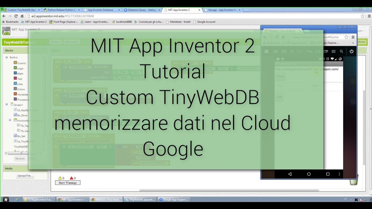 Tutorial - MIT App Inventor 2 - Creare Custom TinyWebDB per salvare dati nel cloud