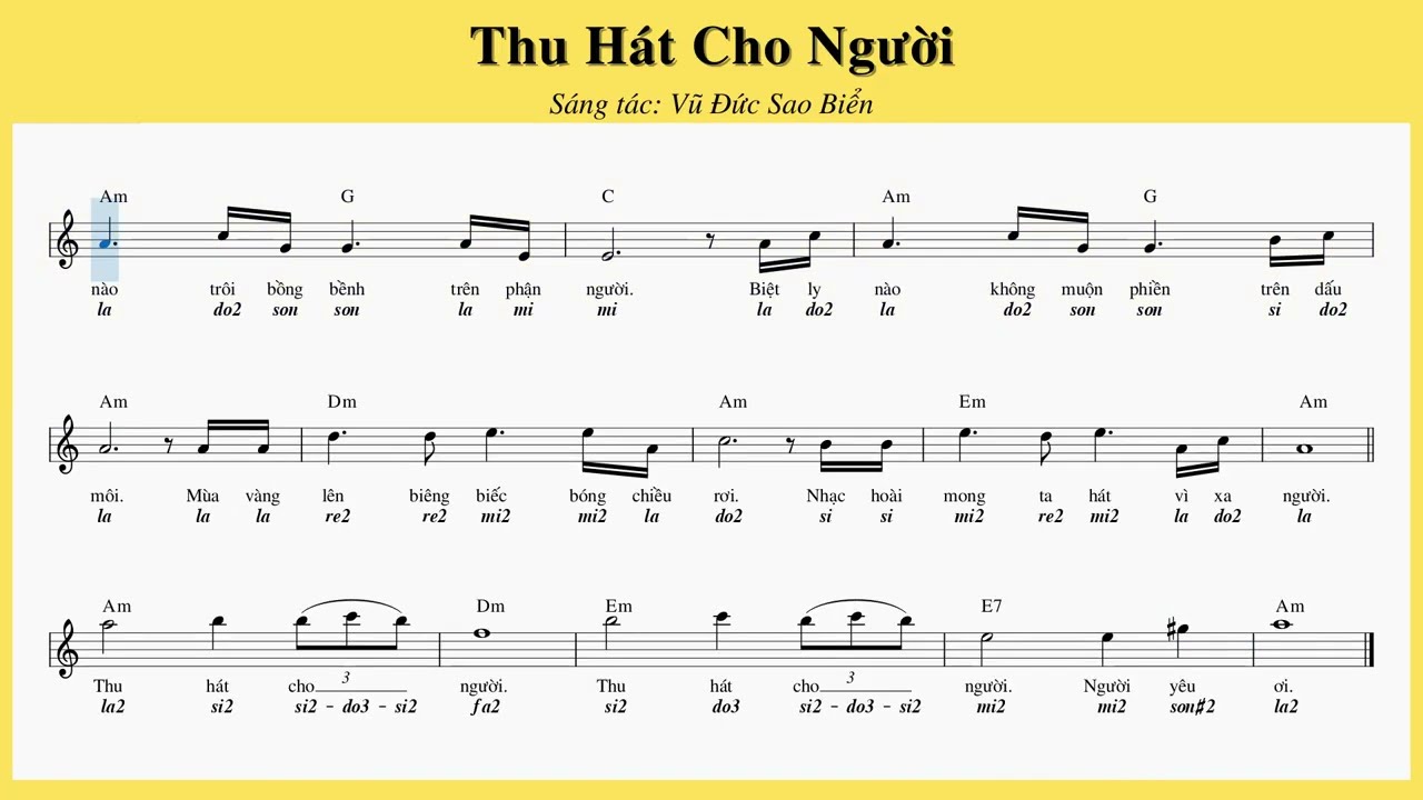 Sheet & Dịch nốt: Thu Hát Cho Người