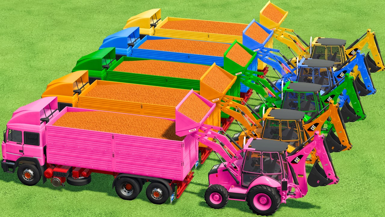 Work With Colors | Transporting JCB & Rainbow Truck With All Colors In Fs22 | Farming Simulator 22