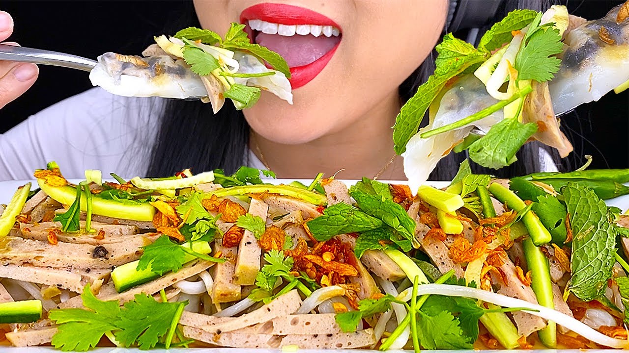 ASMR SPICY RICE ROLLS *HOMEMADE Bánh cuốn 먹방 MUKBANG Eating Sounds (NO TALKING) ASMR Phan