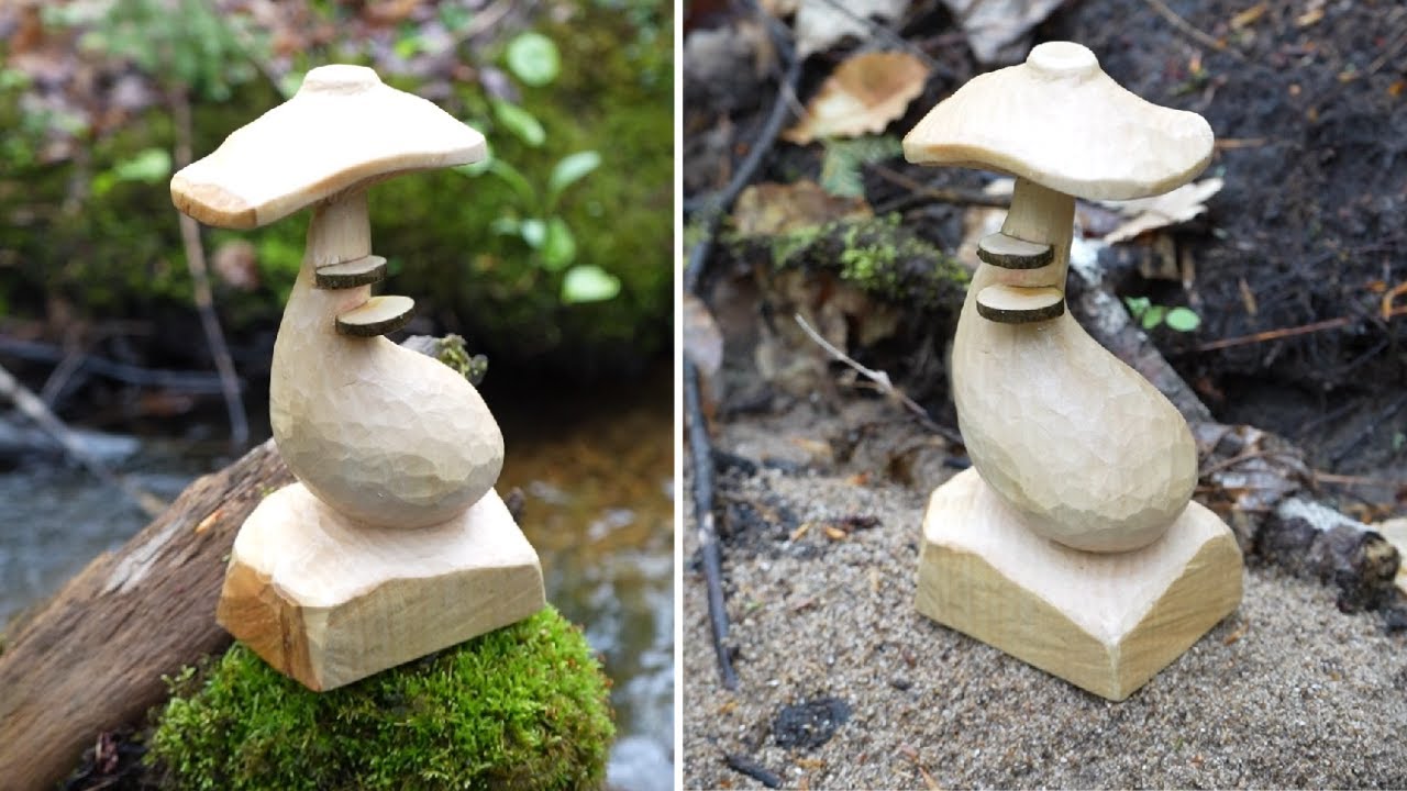 Mushroom wood carving