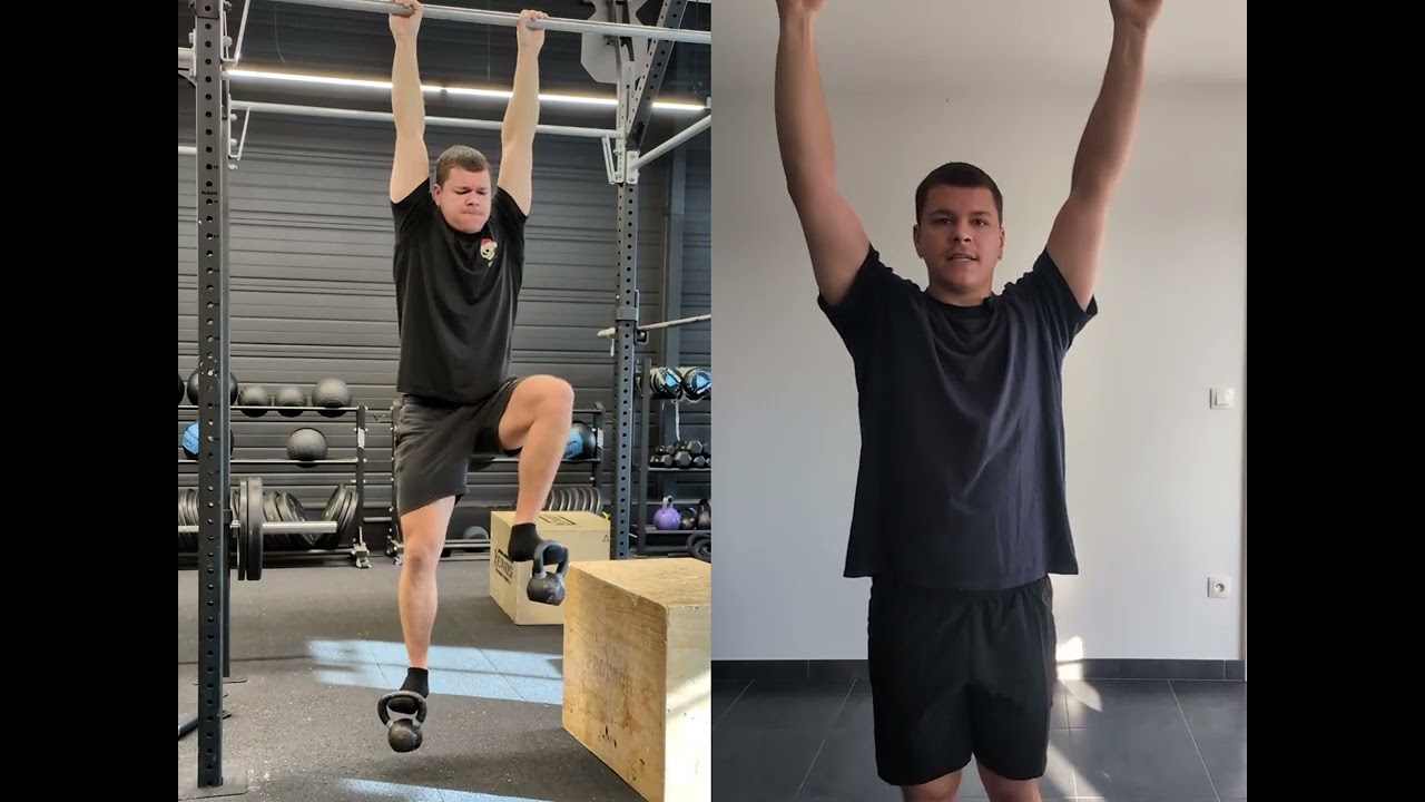 Flexion des hanches à la barre alternée + respiration