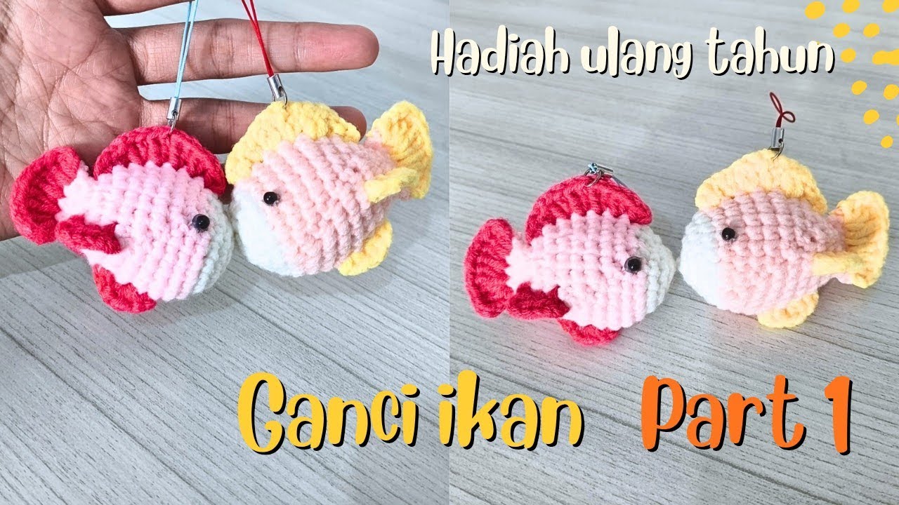 Gantungan kunci rajutan bentuk ikan/ mudah untuk pemula