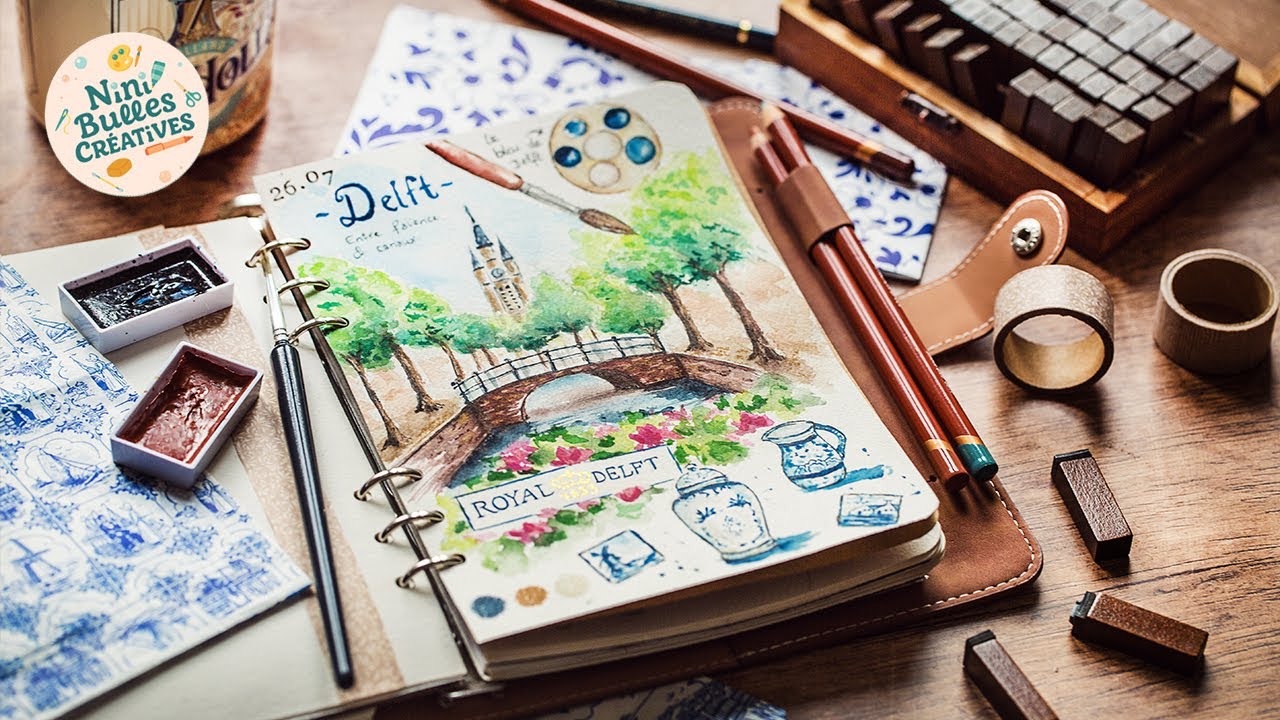 Paint with me : carnet de voyage Pays-Bas | Delft (Aquarelle)