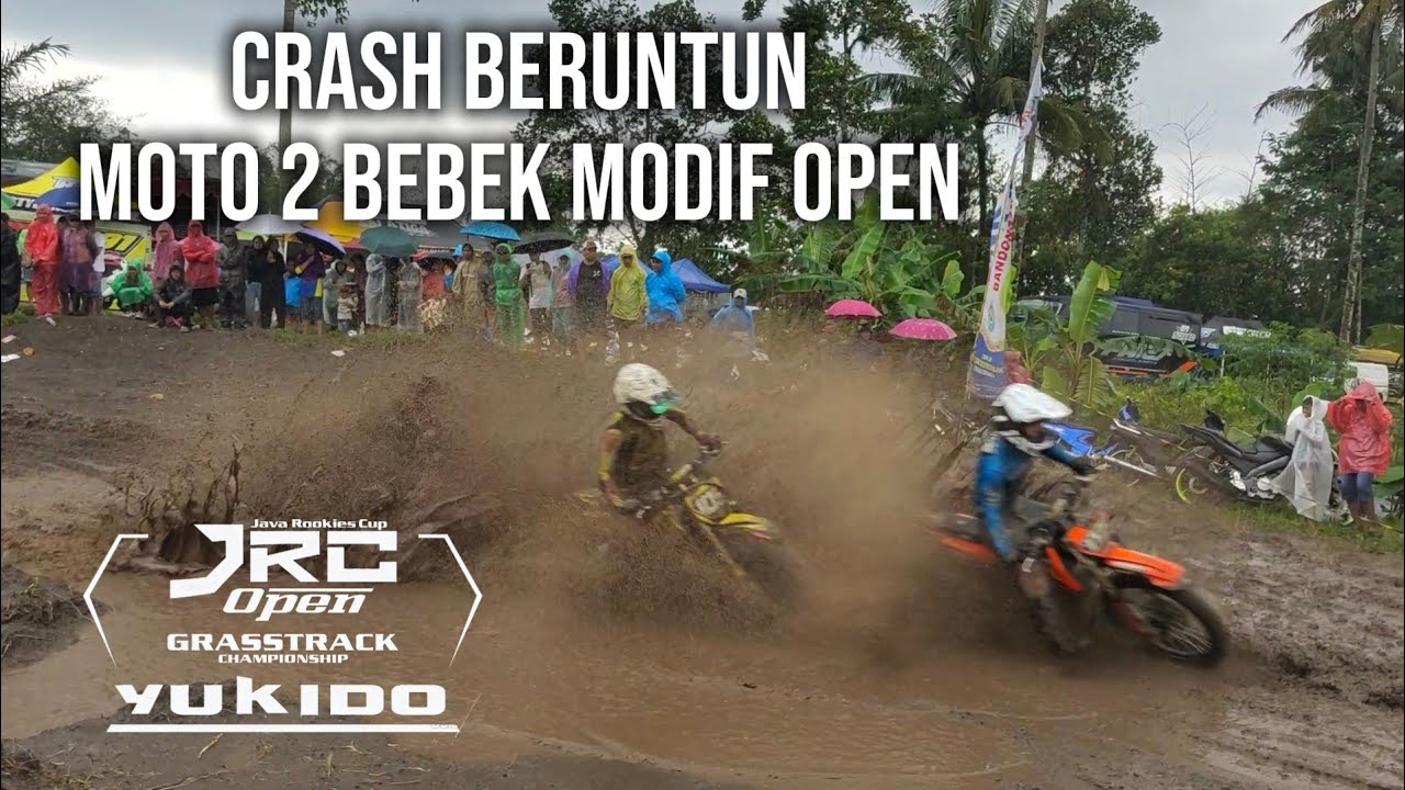 CRASH MAS4L R1! JEFRI BULE TAK TERTAHAN DI MOTO 2 BEBEK MODIF OPEN GRASSTRACK YUKIDO