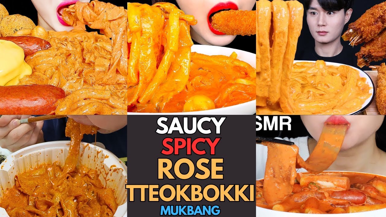 🌸🔥🥵 ASMR Saucy Rose Tteokbokki Challenge! Spicy Mukbang Frenzy | MUKBANG COMPILATION🌶️🔥🍲