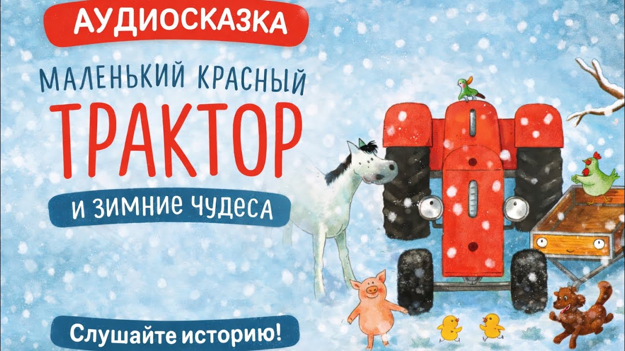 Аудиосказка для детей 🎧 Маленький красный трактор и зимние чудеса ❄️ Сказка на ночь