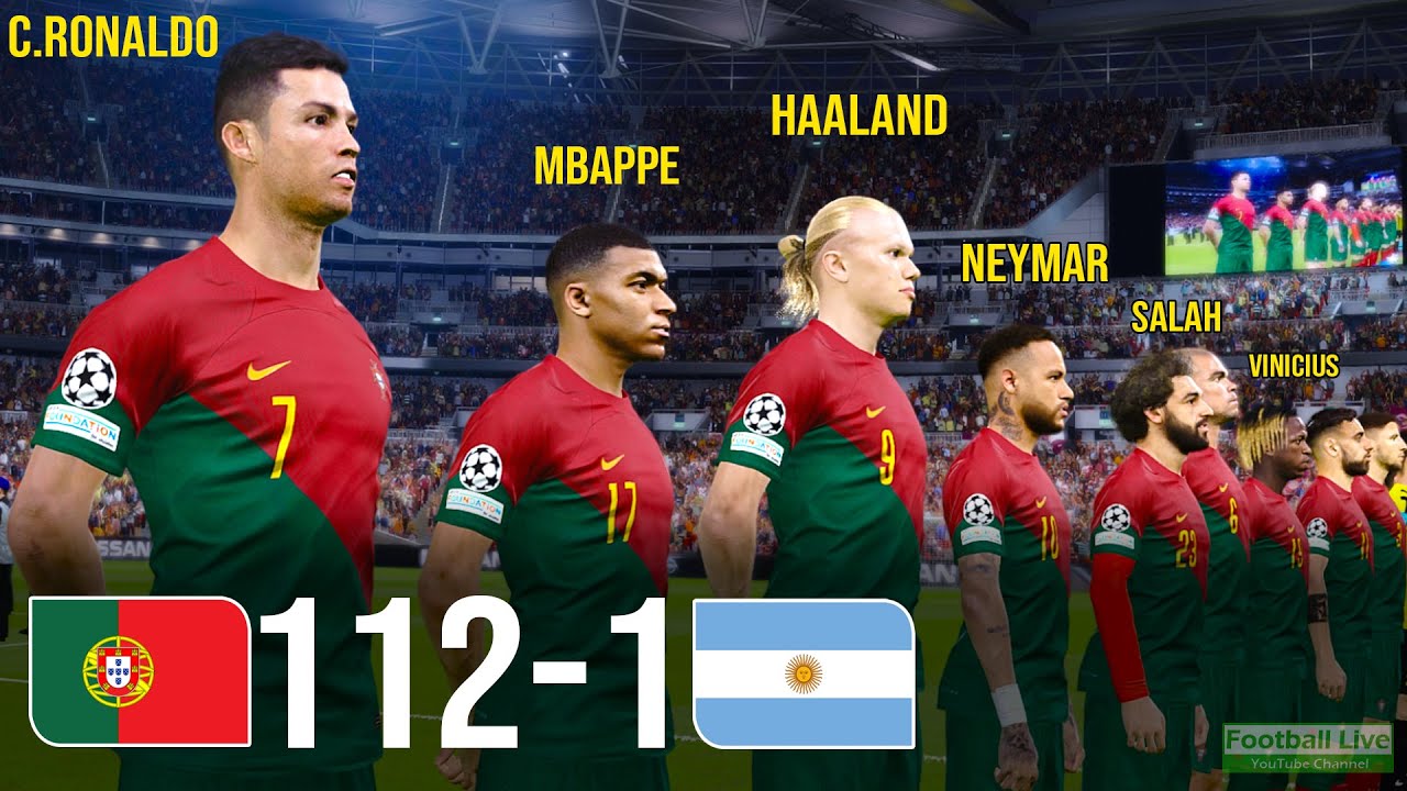 Portugal 112-1 Argentina | Ronaldo, Mbappe, Haaland, Neymar, Al Stars played for Portugal | PES