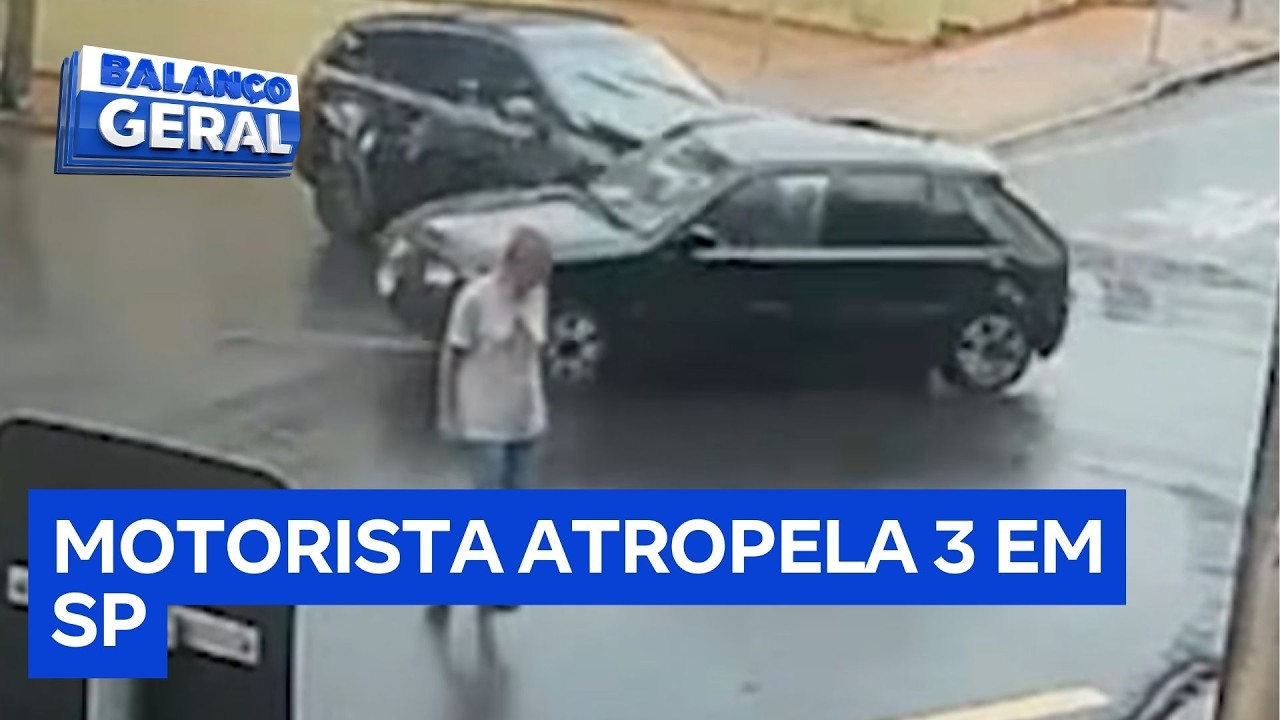Câmera flagra atropelamento de idoso e duas mulheres por motorista imprudente