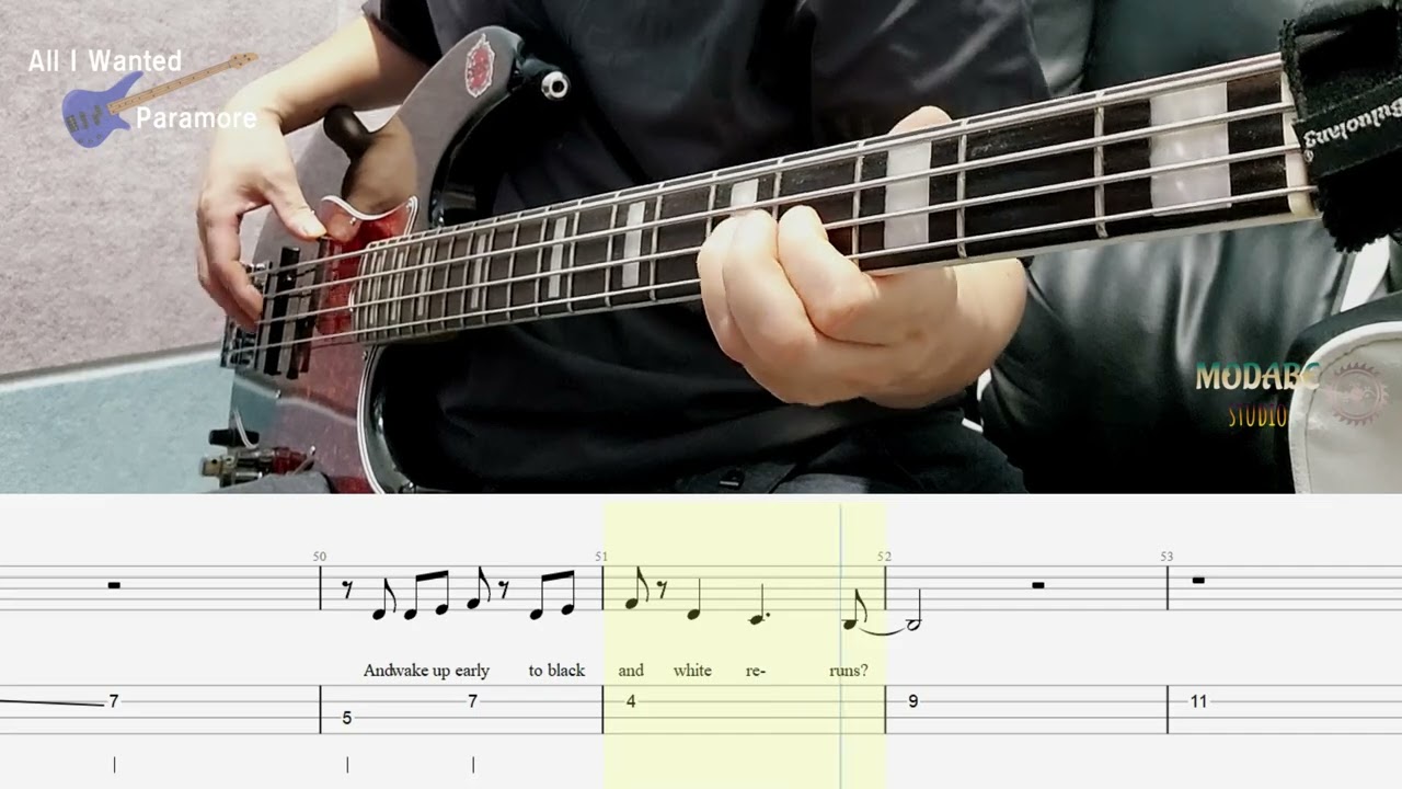Paramore - All I Wanted 베이스 커버 / 악보 BASS TAB