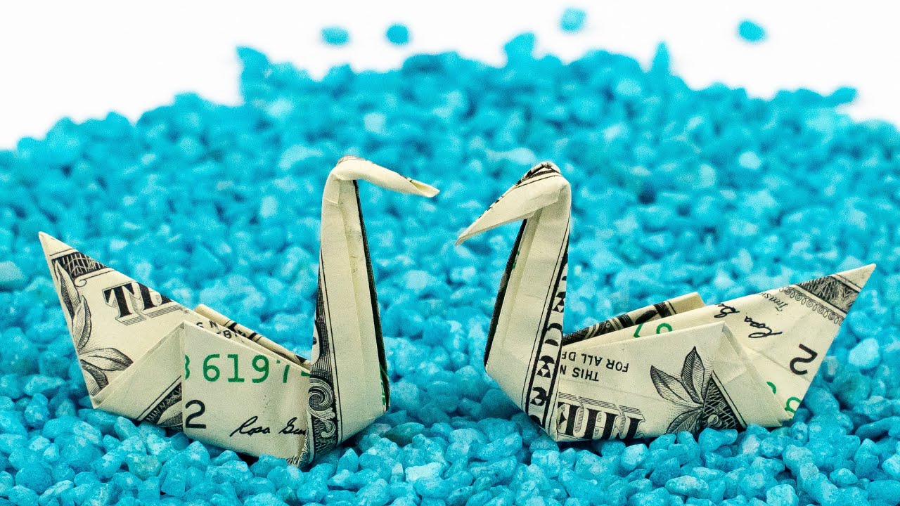 Money origami swan 🦢 DOLLAR BILL ORIGAMI