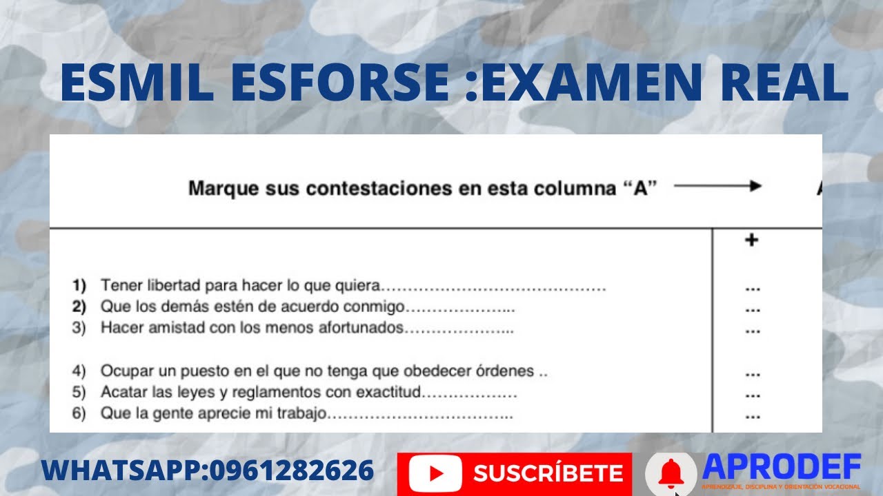 ESMIL ESFORSE FAE : EXAMEN DE VALORES INTERPERSONALES