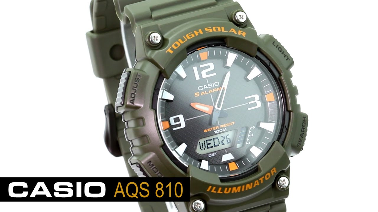 Reloj Casio AQS810 Verde Militar - www.CompraFacil.mx