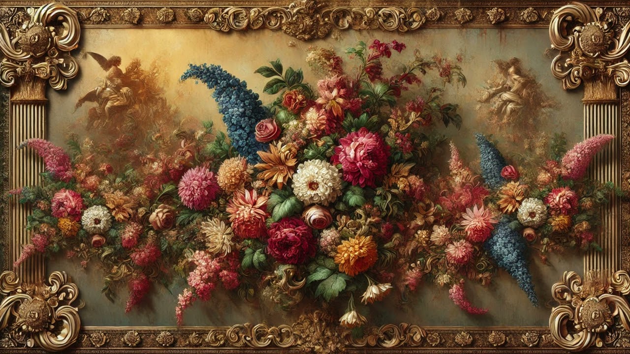 Vintage Floral Art Screensaver | Gold Framed Painting for TV | Relaxing 2-Hour Ambient Display