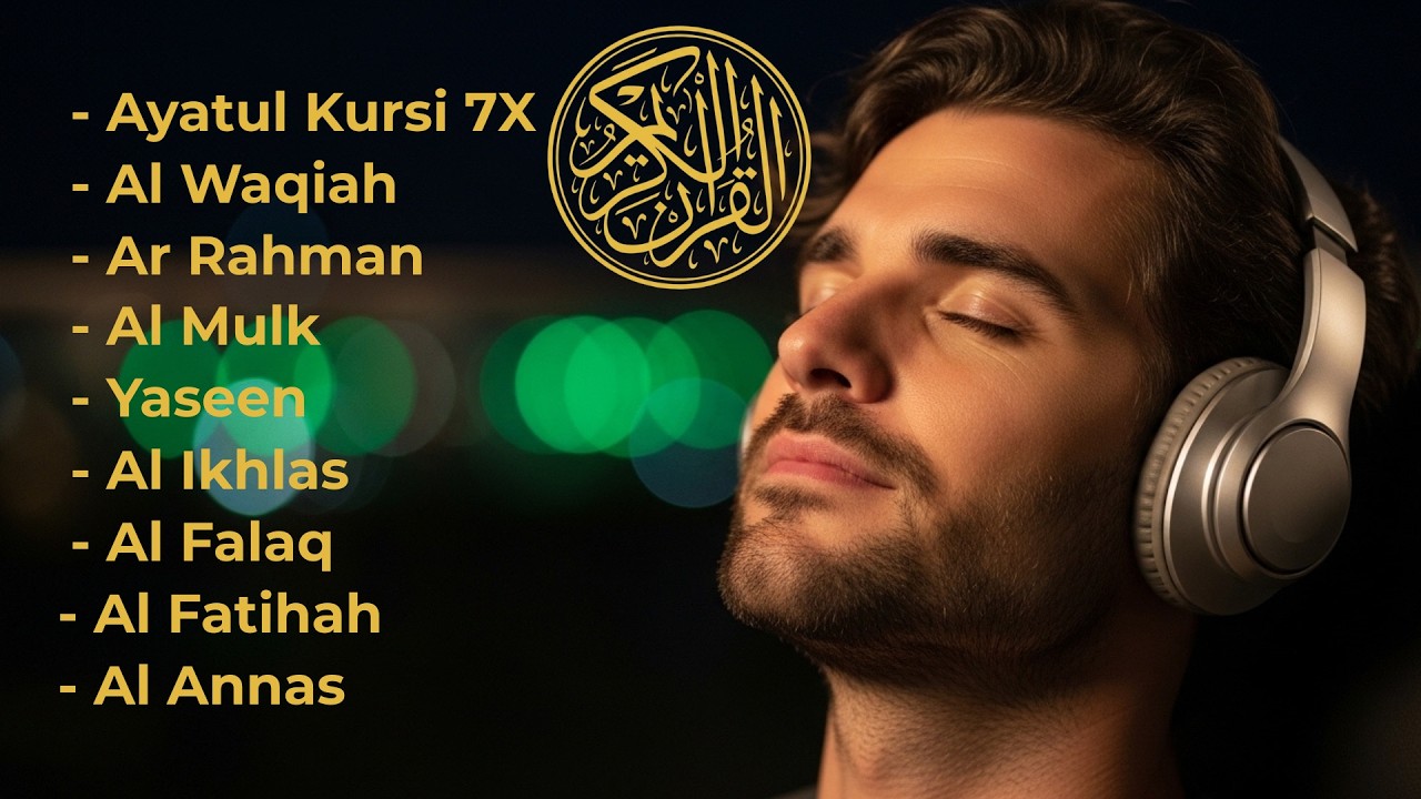 Coran Apaisant pour Dormir | Ayat Al-Kursi, Ar-Rahman, Al-Mulk, Yasin, Al-Waqiah – Par Alaa Aqel
