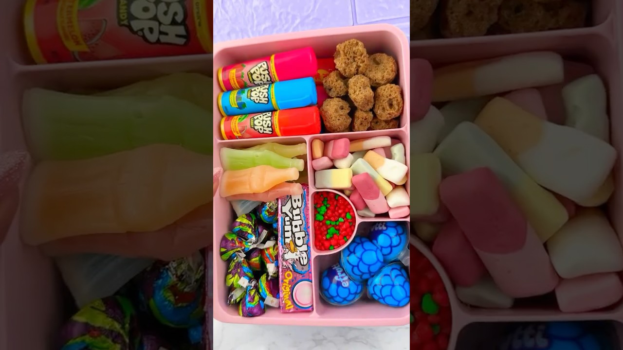 Packing School Lunch with CANDY Food *BENTO Box* Satisfying Video ASMR! 🍉🫐🍓🍭 #shorts #asmr