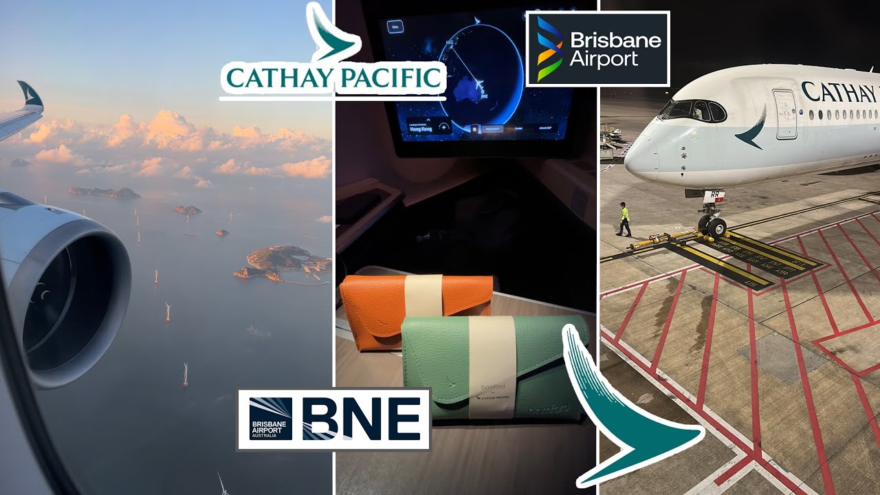 4K UHD Scenic Flight: Cathay Pacific  Airways Business Class, Brisbane to Hong Kong.