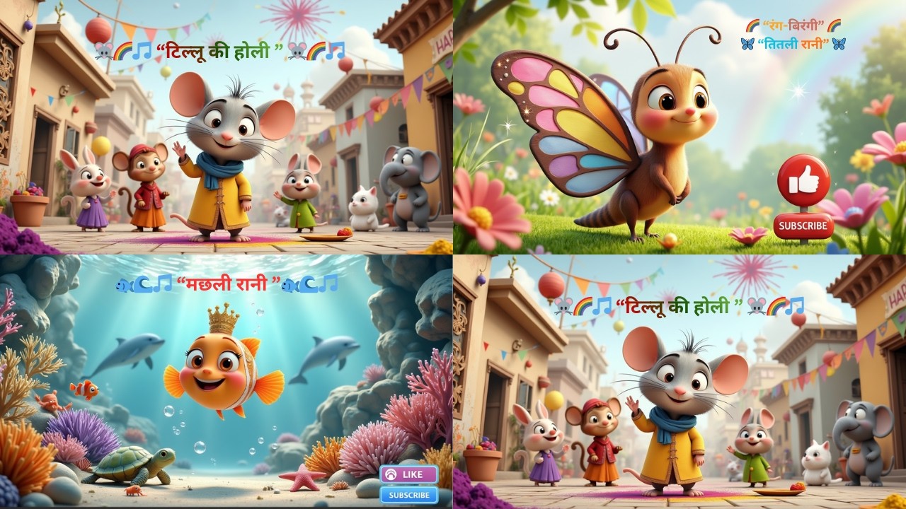 टिल्लू की होली | मछली रानी | तितली रानी I Non-Stop Hindi Rhymes | #video #cartoon I Toons by Twins I