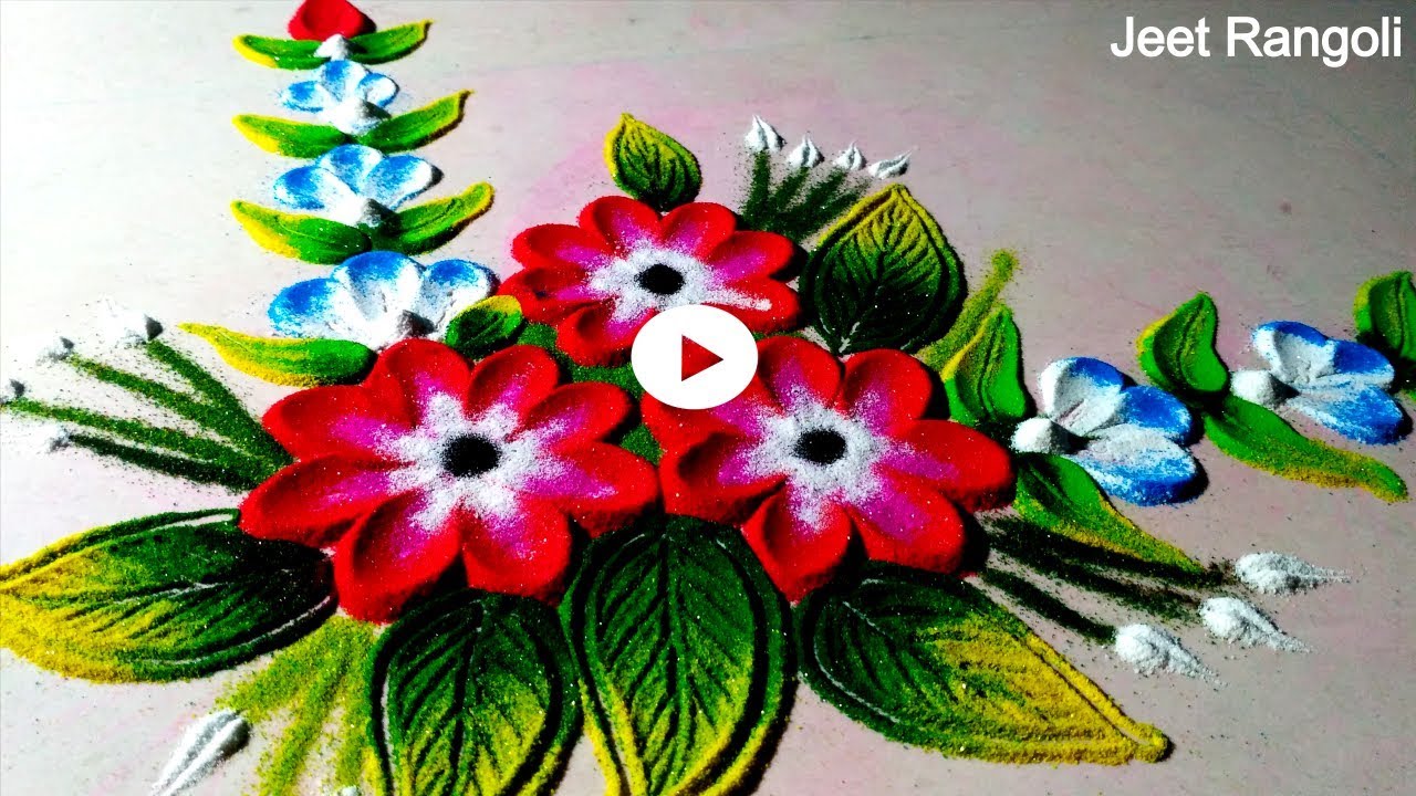 Simple and easy rangoli using spoon. चम्मच से बनाये सुंदर रंगोली।