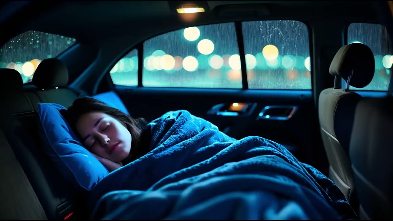 Cozy Car Rain Ambience ⚡ Soft Rain and Gentle Thunder for Deep Sleep