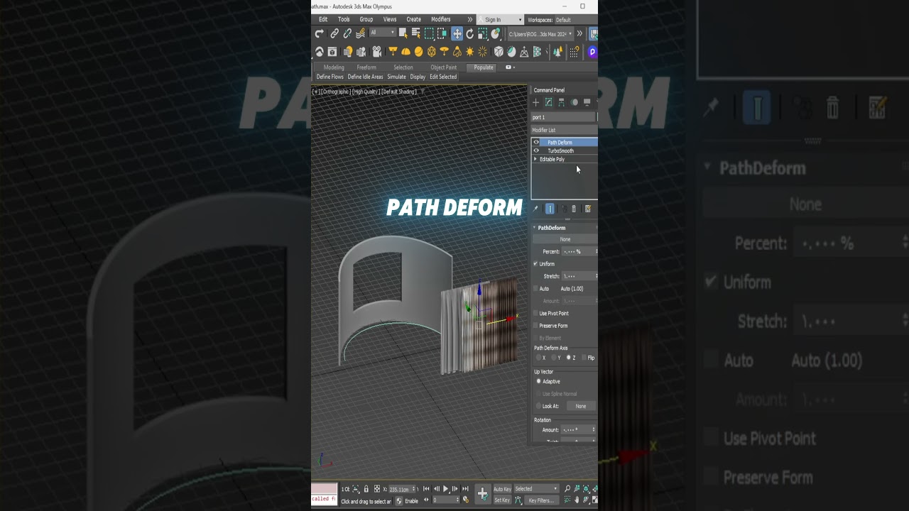path deform modifier 3ds max
