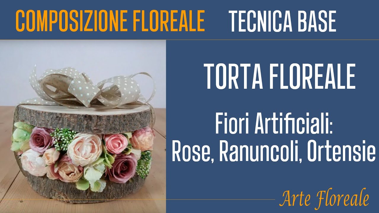 Composizione di fiori artificiali. Torta Floreale di Rose, Ranuncoli, Ortensie