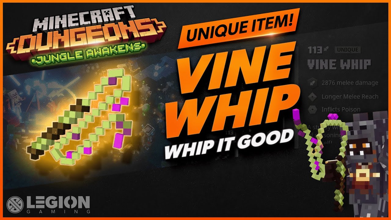 Minecraft Dungeons - VINE WHIP | Unique Item Guide | Jungle Awakens DLC