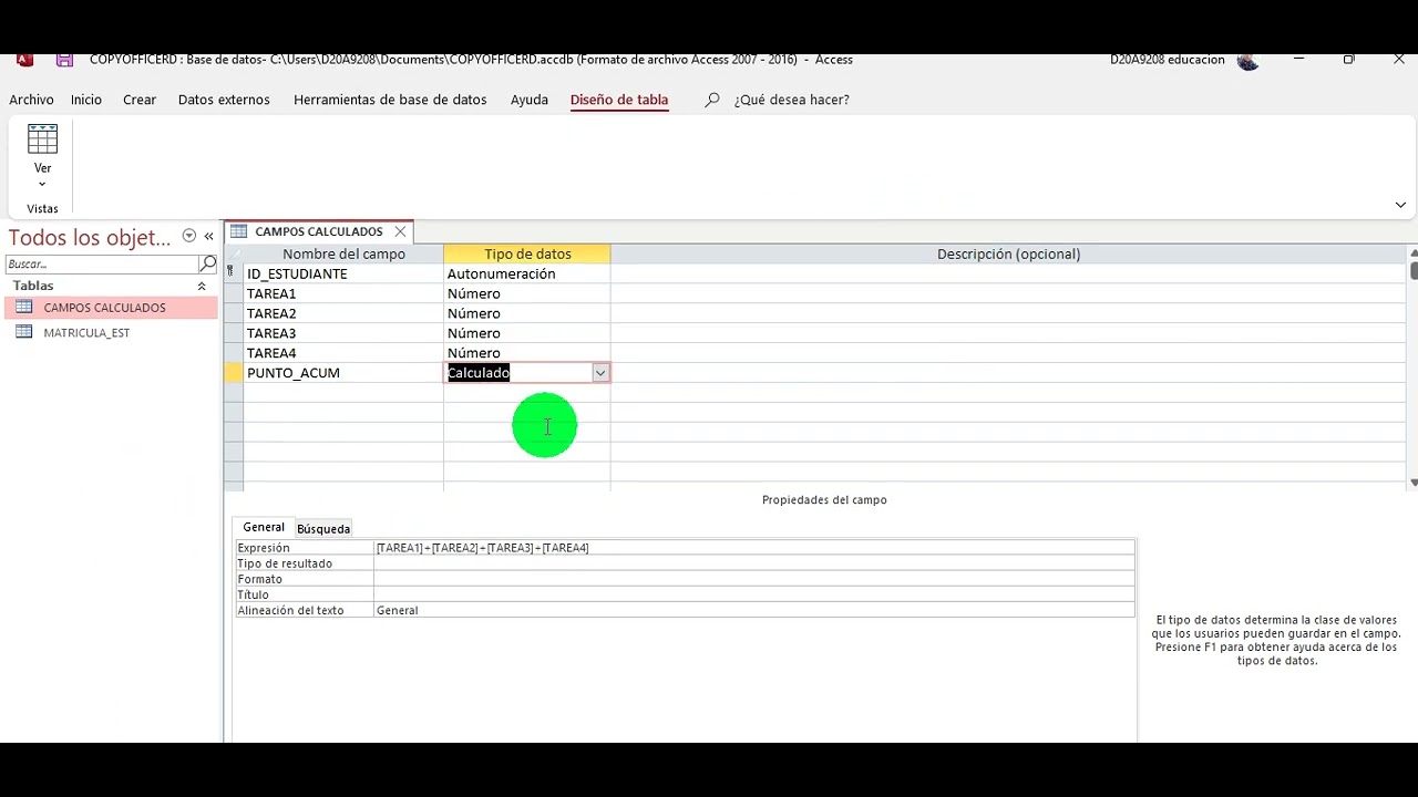 COMO CREAR CAMPOS CALCULADO EN ACCESS