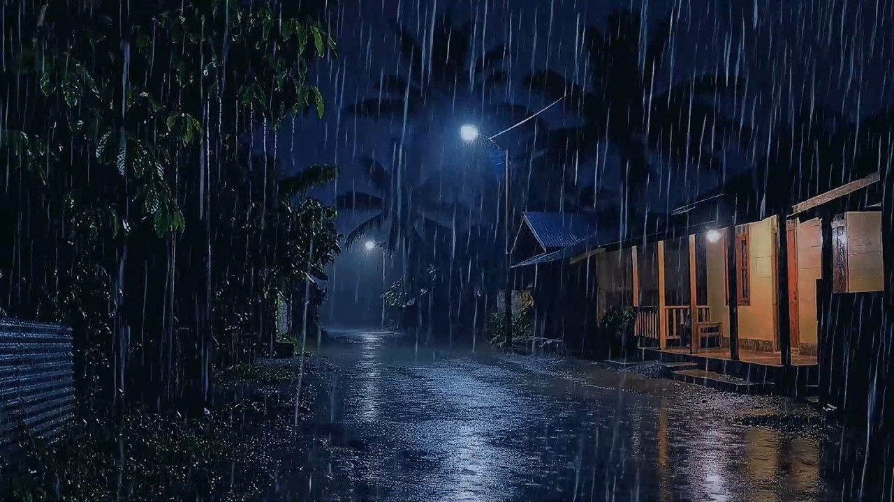 Peaceful Rainy Night in the Village | 12 Hours of Soothing Rain Sounds for Relaxation