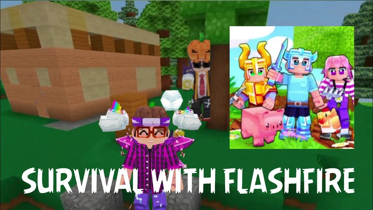 Playing SURVIVAL with Flashfire Pixel | MineFun.io