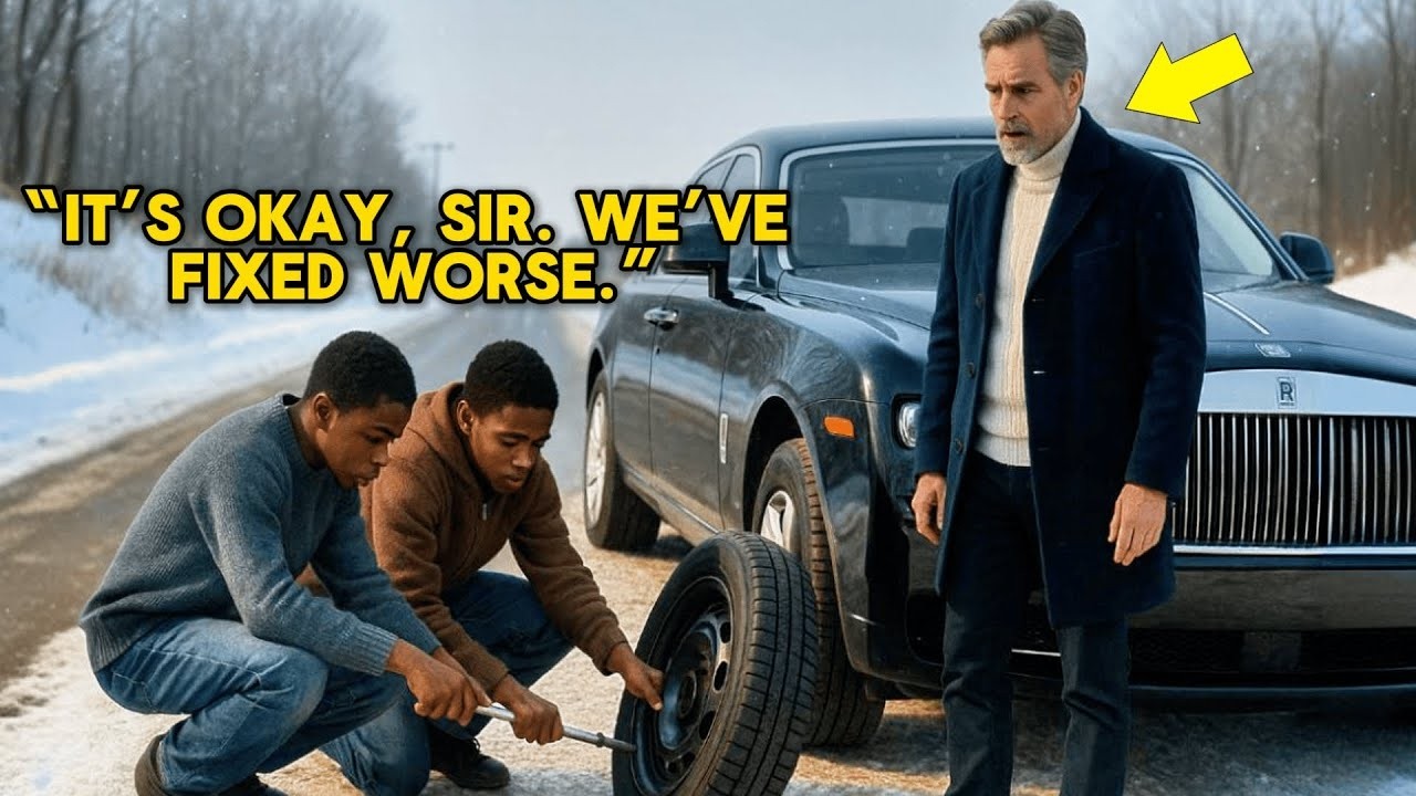 Black Twin Boys Help Billionaire Fix His Flat Tire —Next Day, a Rolls Royce Showed Up at Their Hou