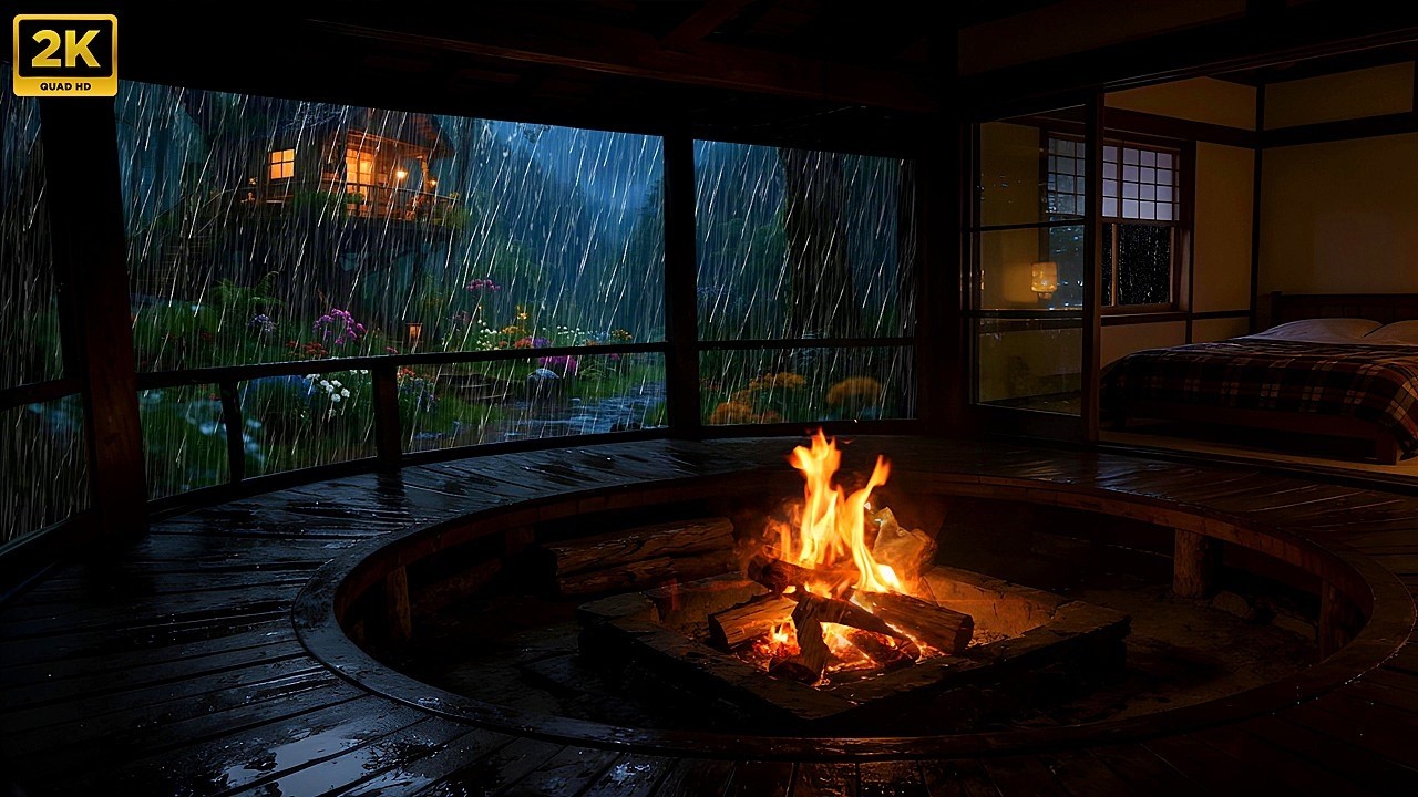 Soothing Rainstorm in a Japanese Ryokan 🌿 Gentle Rain for Better Sleep