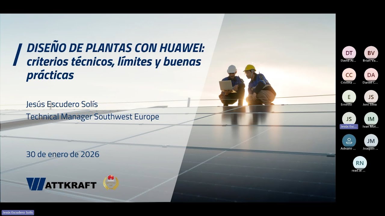 WEBINAR - Diseño de plantas FV con Huawei: criterios técnicos, límites y buenas prácticas
