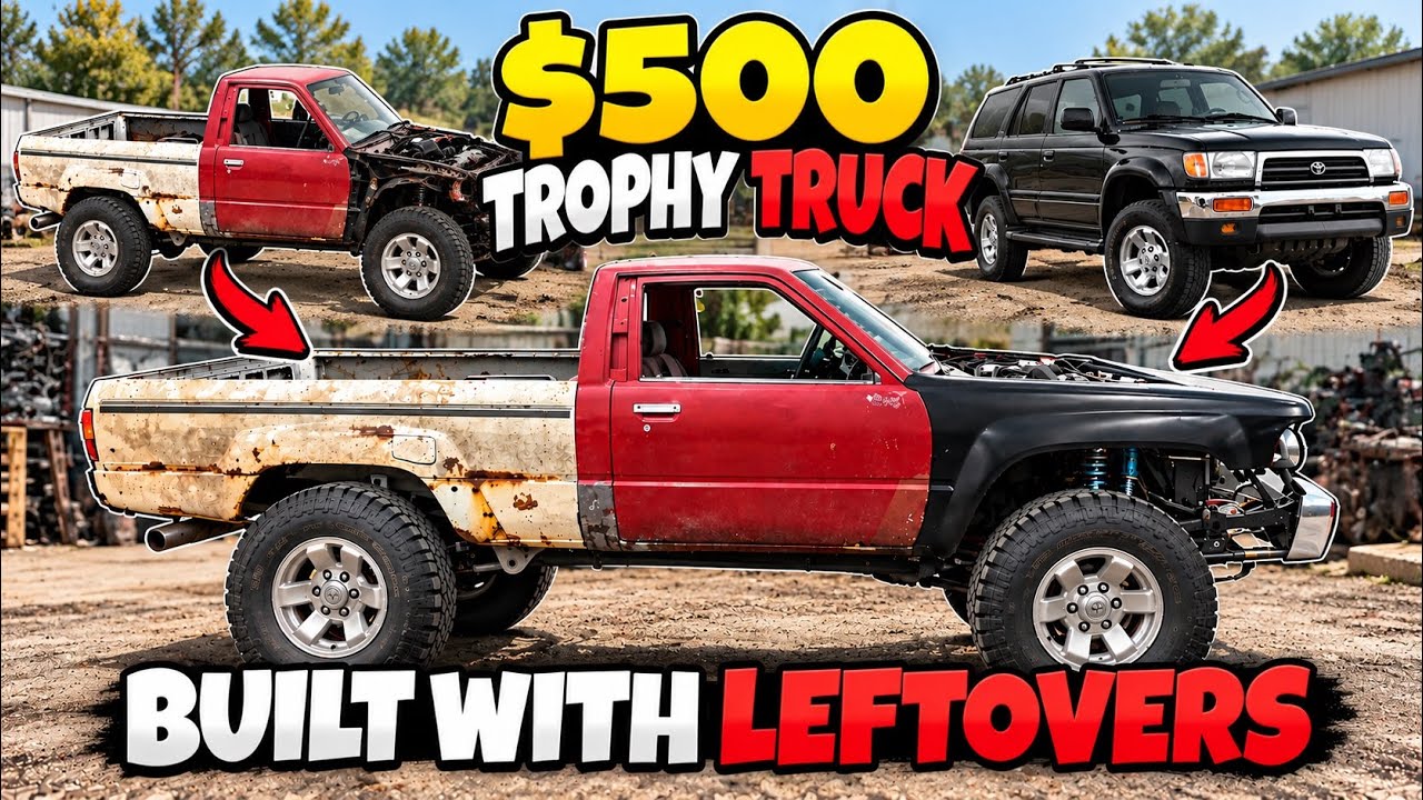 $500 TROPHY TRUCK BUILT FROM LEFTOVERS! TOYOTA CHASSIS SWAP! ULTIMATE BUDGET PRERUNNER HOT ROD BUILD