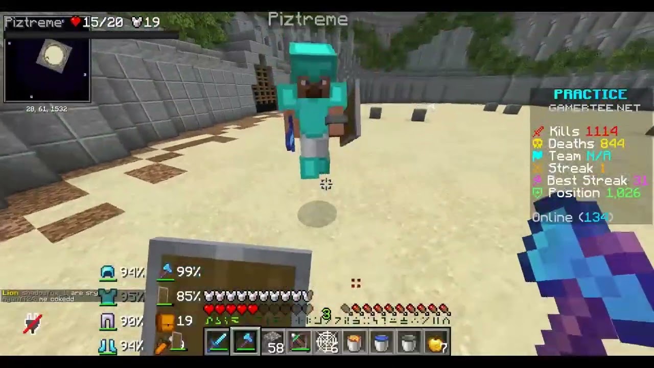 Minecraft pvp practice(sry for not uploading)