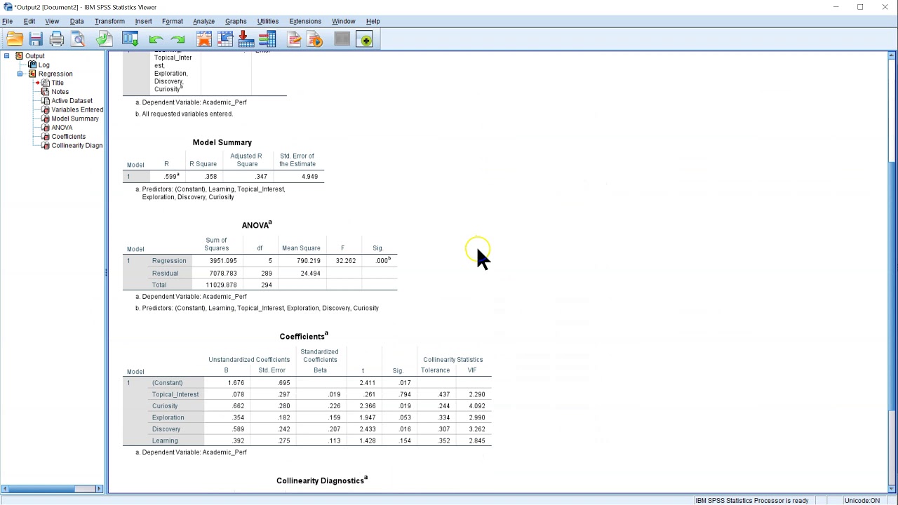 Мультиколлинеарность в SPSS