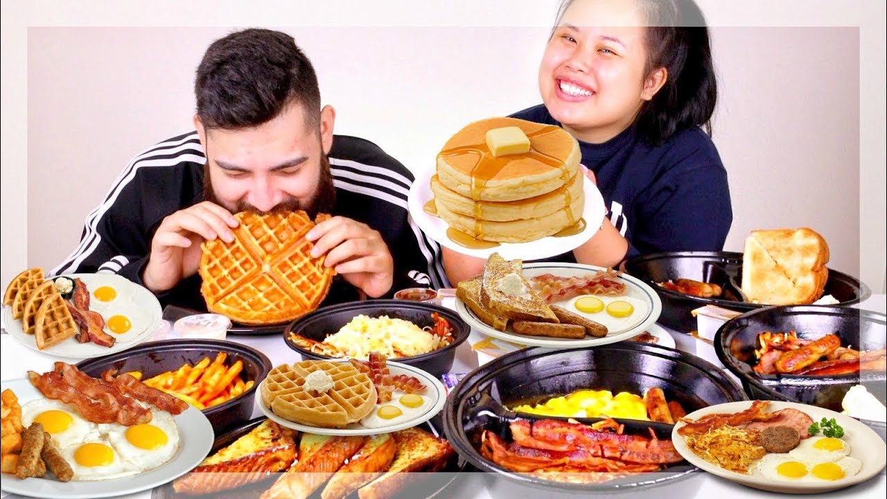 BREAKFAST MUKBANG! 먹방 (EATING SHOW!) PANCAKES + BACON + EGGS