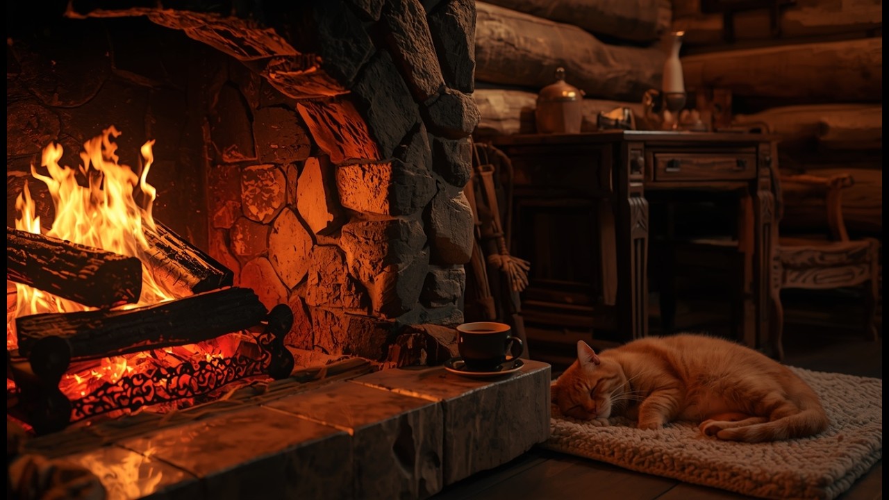 1 Hour Cozy Cabin Fireplace Lofi - Relaxing Chillhop Mix for Deep Focus & Sleep | 1 小時療癒 Lofi 音樂