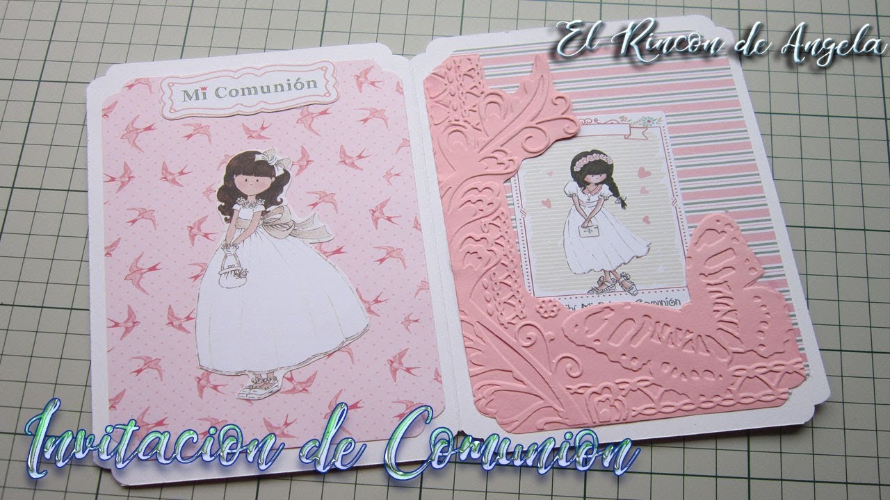 Scrapbooking- Tarjeta fácil de comunión- Invitación de comunión fácil- Diy scrap
