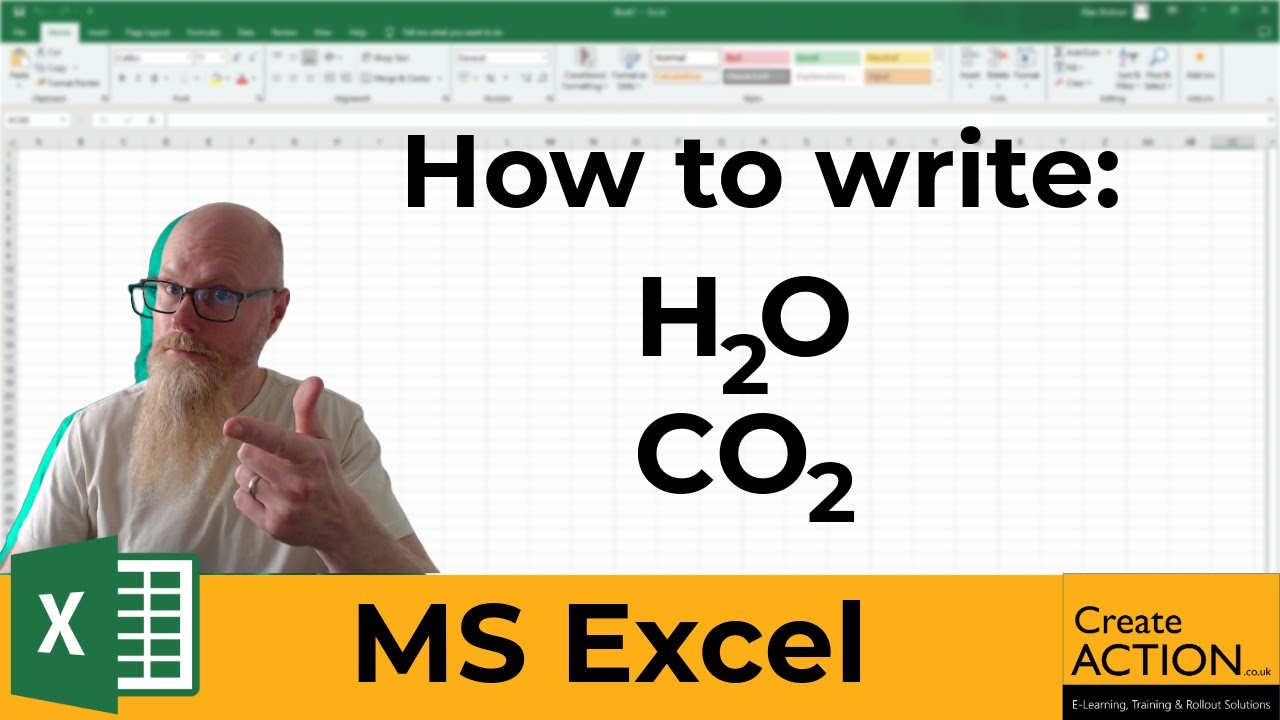 Science formula write H2O and CO2 in Excel