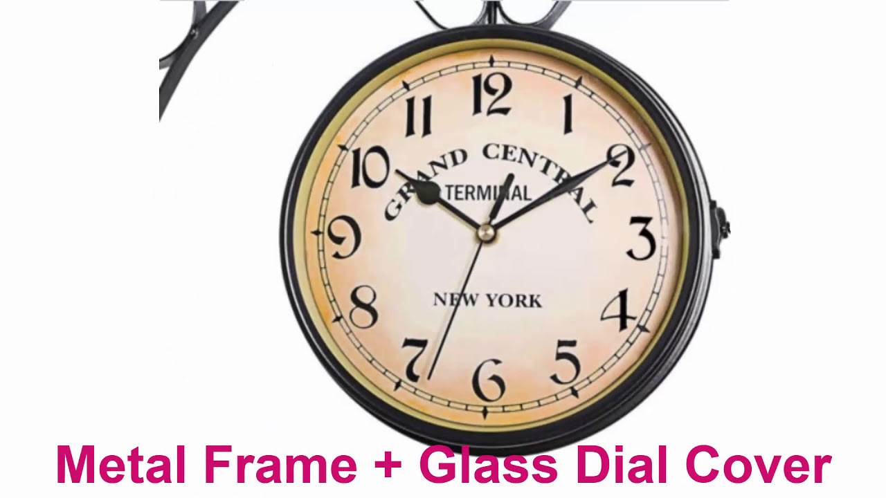 Train Station Design Metal Hanging Clock